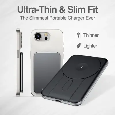 BATERÍA EXTERNA MAGNÉTICA MS5 DE 5000MAH DE ALUMINIO ARGPB1160